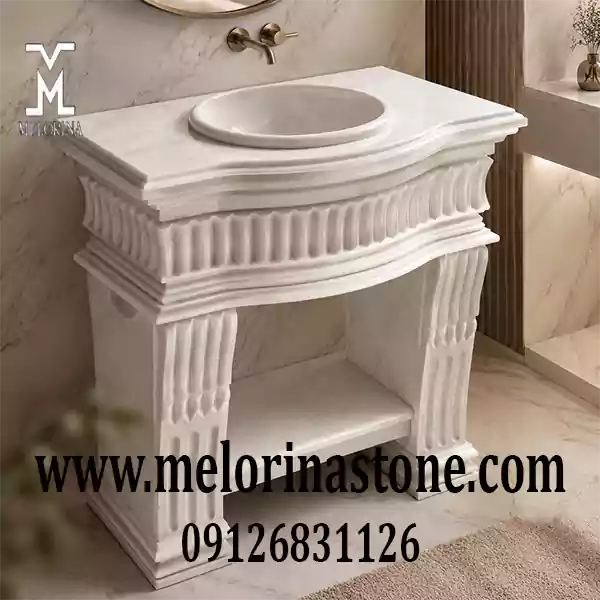 خرید مستقیم روشویی سنگی سفید جدید
