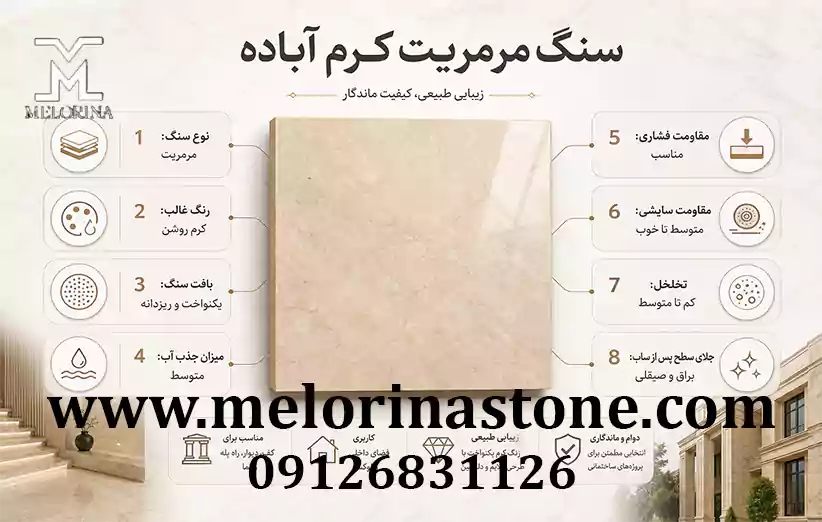 مشخصات فنی سنگ مرمریت کرم آباده